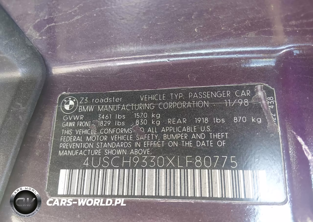 1999 BMW Z3 2.3 VIN:4USCH9330XLF80775 - 9