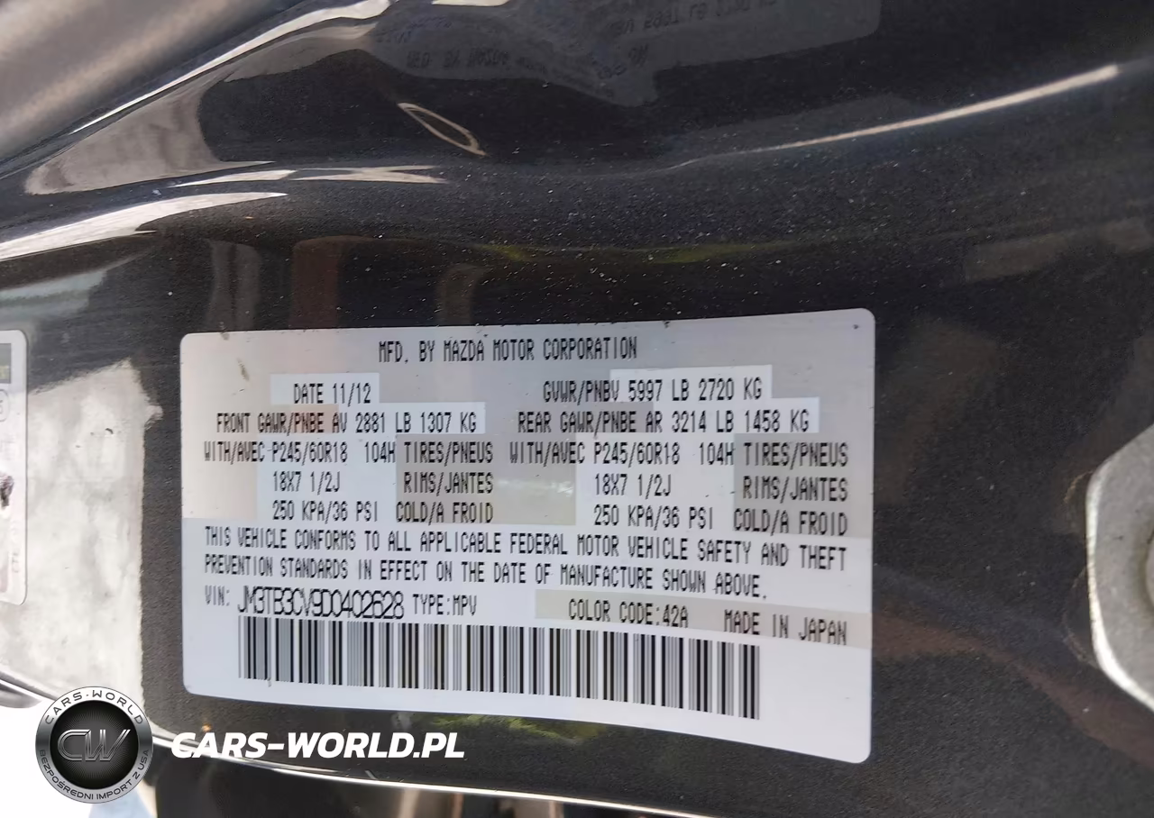2013 Mazda Cx-9 Touring VIN:JM3TB3CV9D0402628 - 8