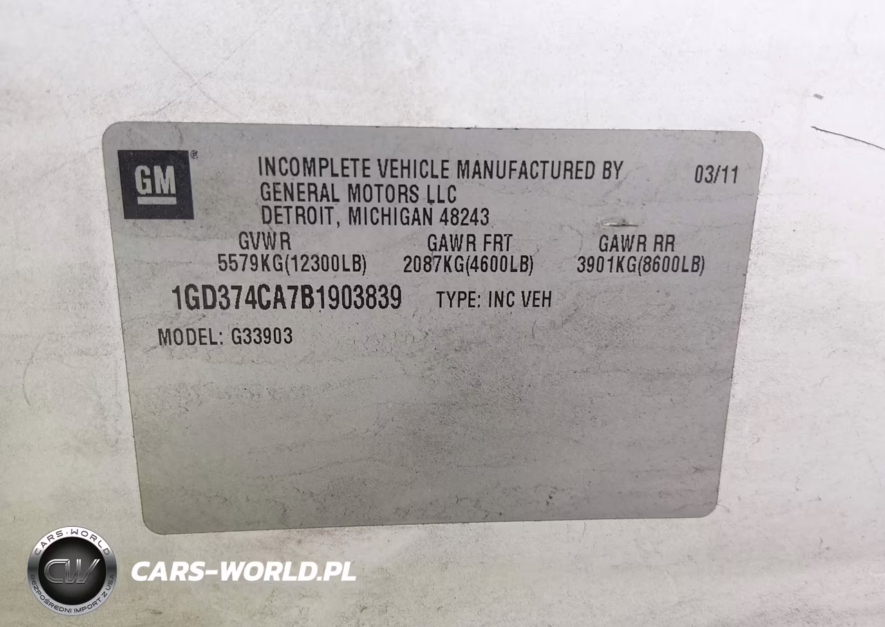 2011 GMC Savana Cutaway Work Van VIN:1GD374CA7B1903839 - 8