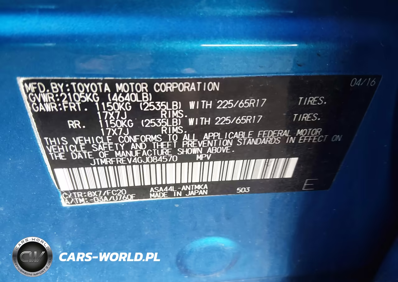 2016 Toyota Rav4 Xle VIN:JTMRFREV4GJ084570 - 9