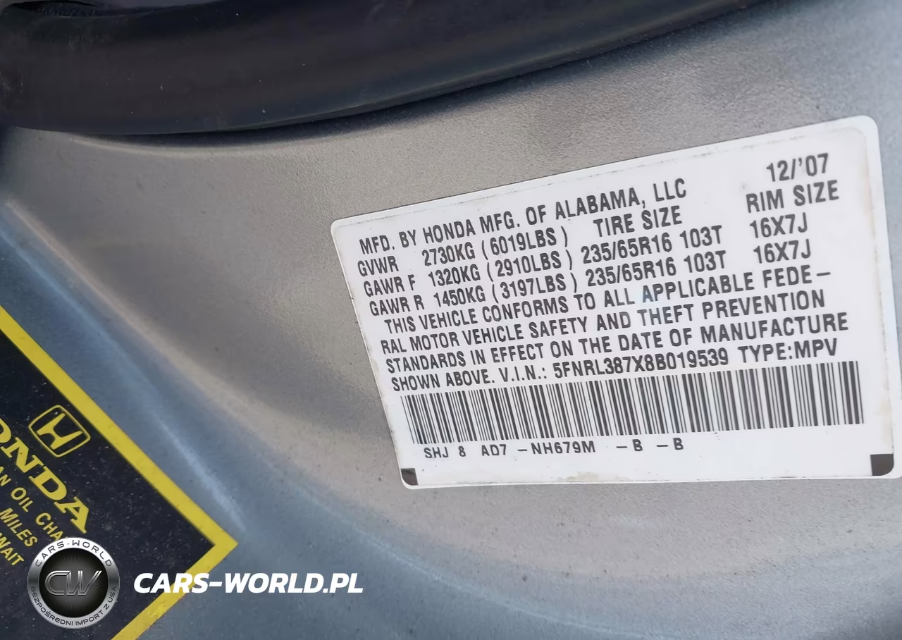 2008 Honda Odyssey Ex-L VIN:5FNRL387X8B019539 - 9