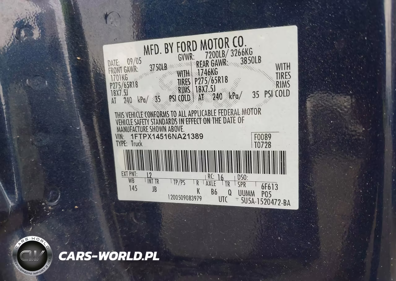 2006 Ford F-150 Fx4-Lariat-Xl-Xlt VIN:1FTPX14516NA21389 - 9