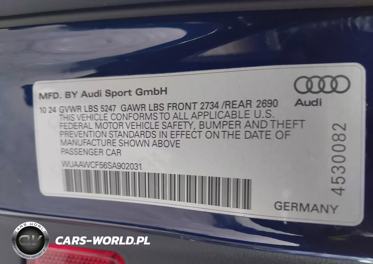 2025 Audi Rs 5 Sportback Tfsi Quattro Tiptronic VIN:WUAAWCF56SA902031 - 9