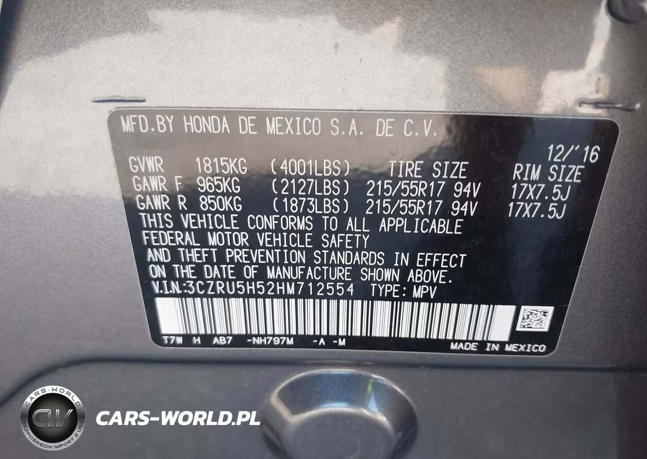 2017 Honda Hr-V Ex VIN:3CZRU5H52HM712554 - 9
