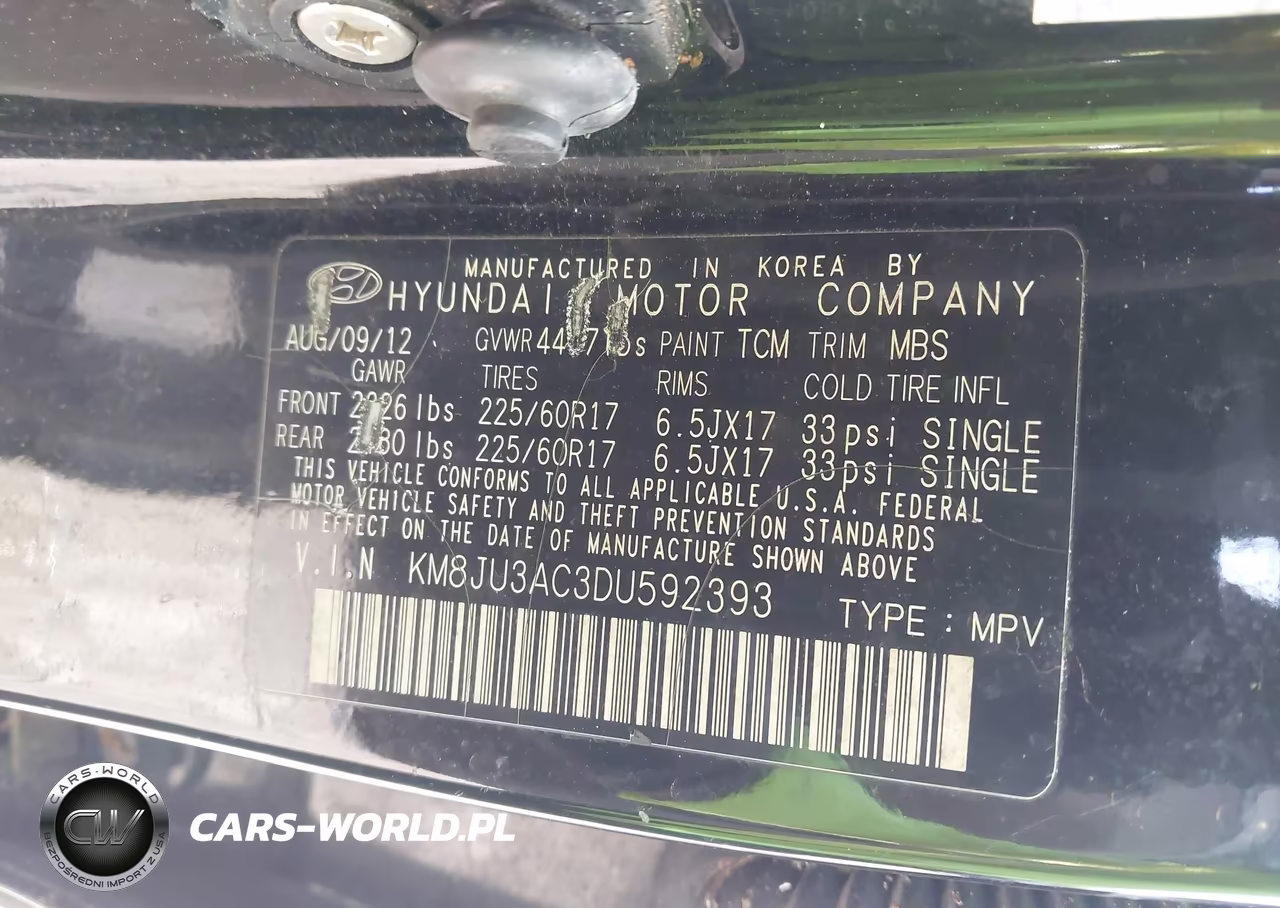 2013 Hyundai Tucson Gls VIN:KM8JU3AC3DU592393 - 9