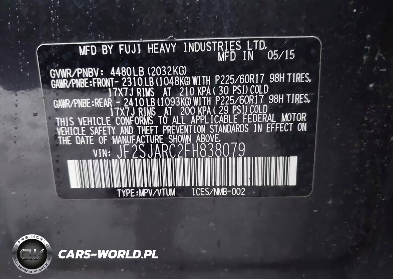 2015 Subaru Forester 2.5I Limited VIN:JF2SJARC2FH838079 - 9