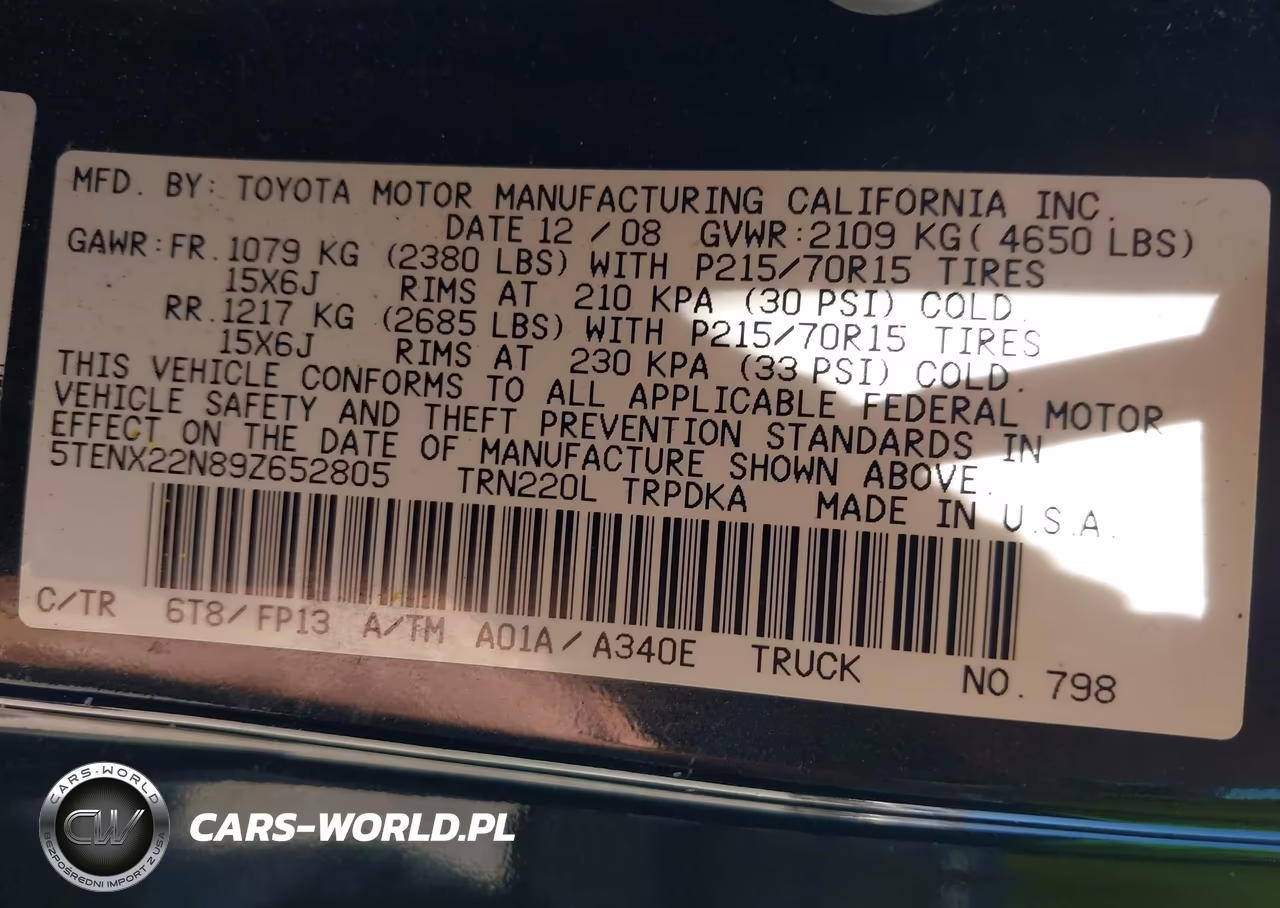 2009 Toyota Tacoma VIN:5TENX22N89Z652805 - 9