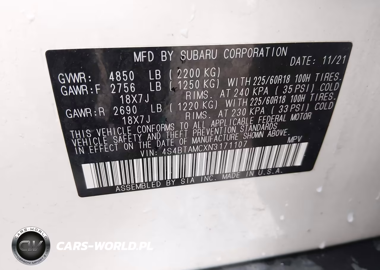 2022 Subaru Outback Limited VIN:4S4BTAMCXN3171107 - 9