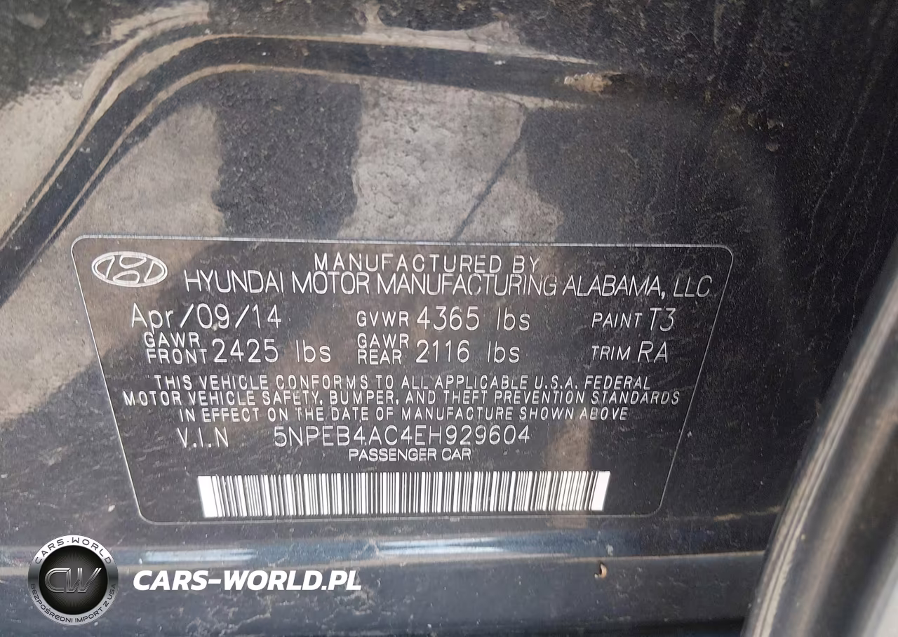 2014 Hyundai Sonata Gls VIN:5NPEB4AC4EH929604 - 9