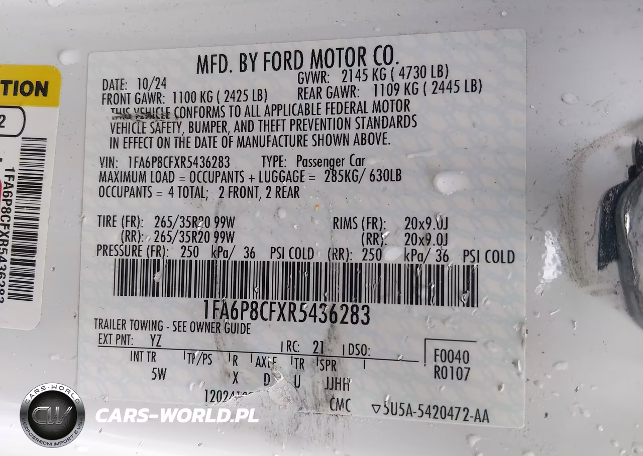 2024 Ford Mustang Gt Premium Fastback VIN:1FA6P8CFXR5436283 - 9
