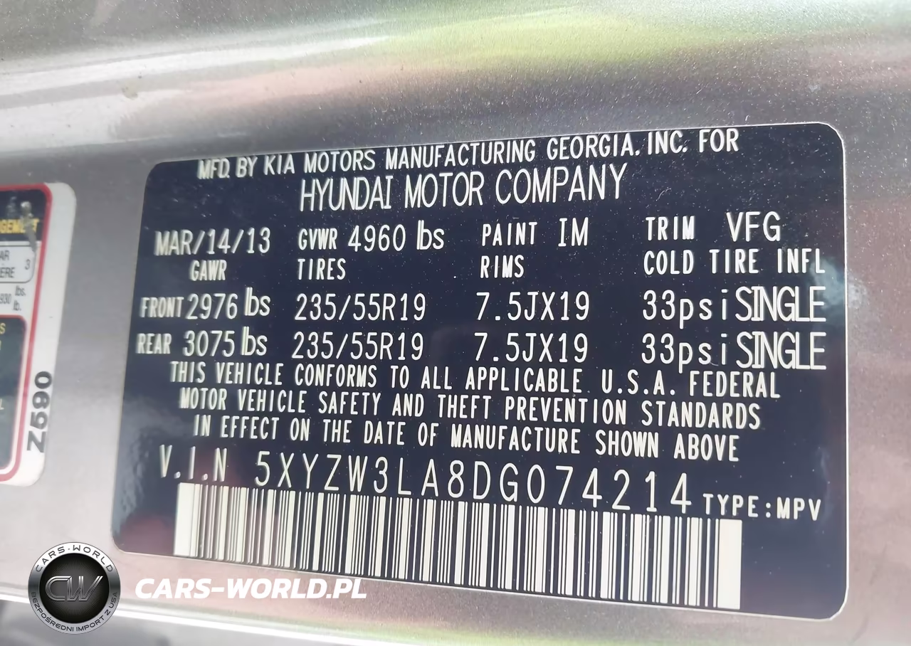 2013 Hyundai Santa Fe Sport 2.0T VIN:5XYZW3LA8DG074214 - 9