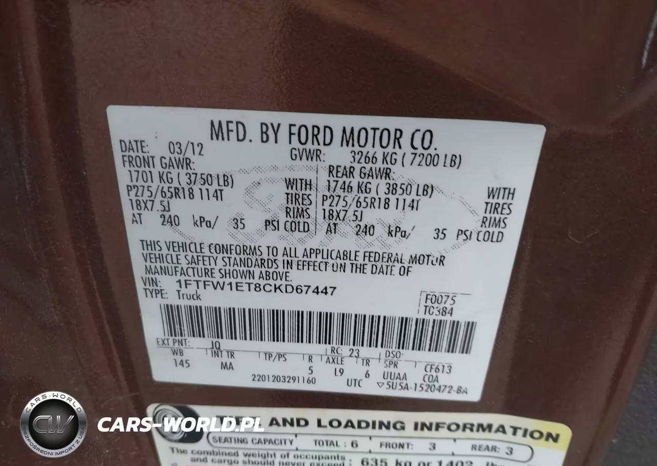 2012 Ford F-150 Fx4-King Ranch-Lariat-Platinum-Xl-Xlt VIN:1FTFW1ET8CKD67447 - 9