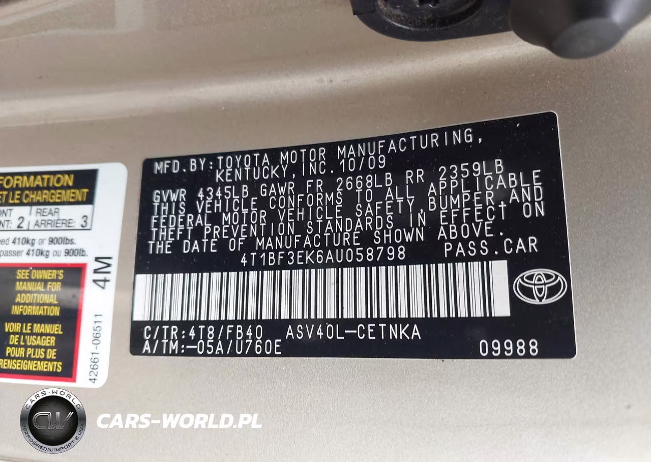 2010 Toyota Camry Le VIN:4T1BF3EK6AU058798 - 9