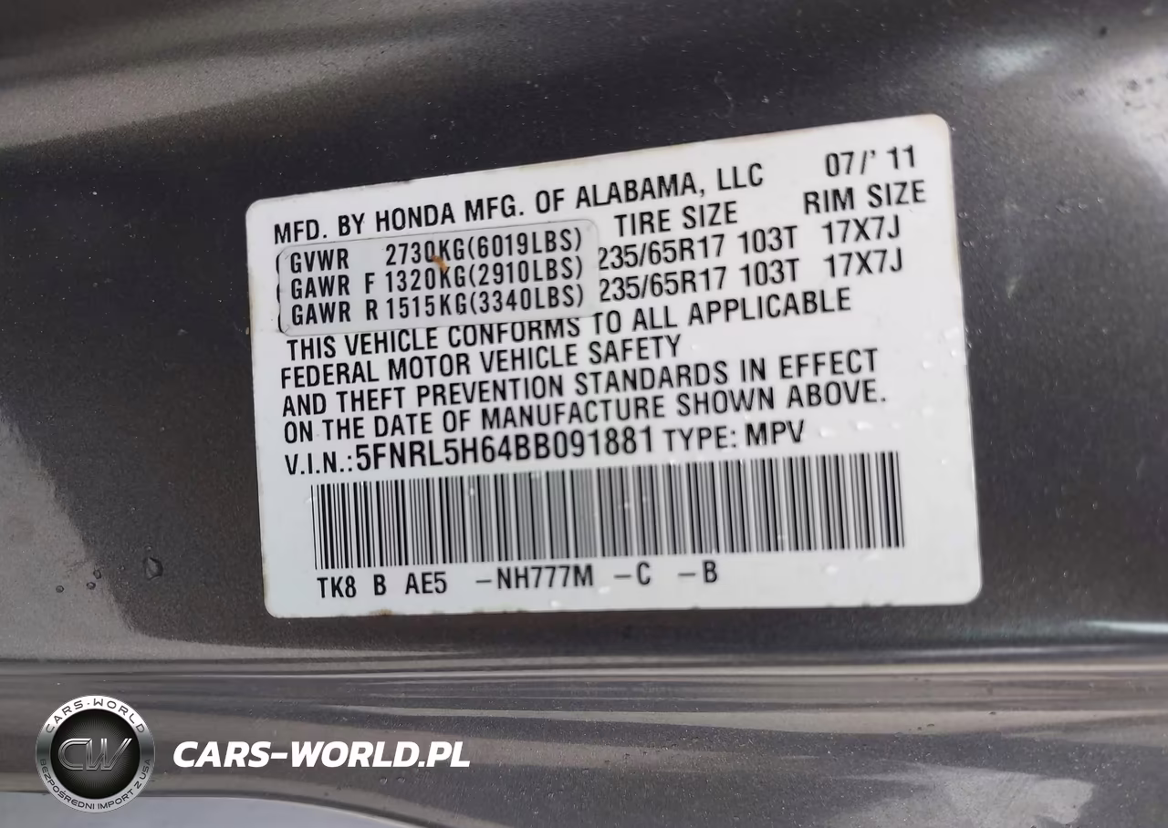 2011 Honda Odyssey Ex-L VIN:5FNRL5H64BB091881 - 9