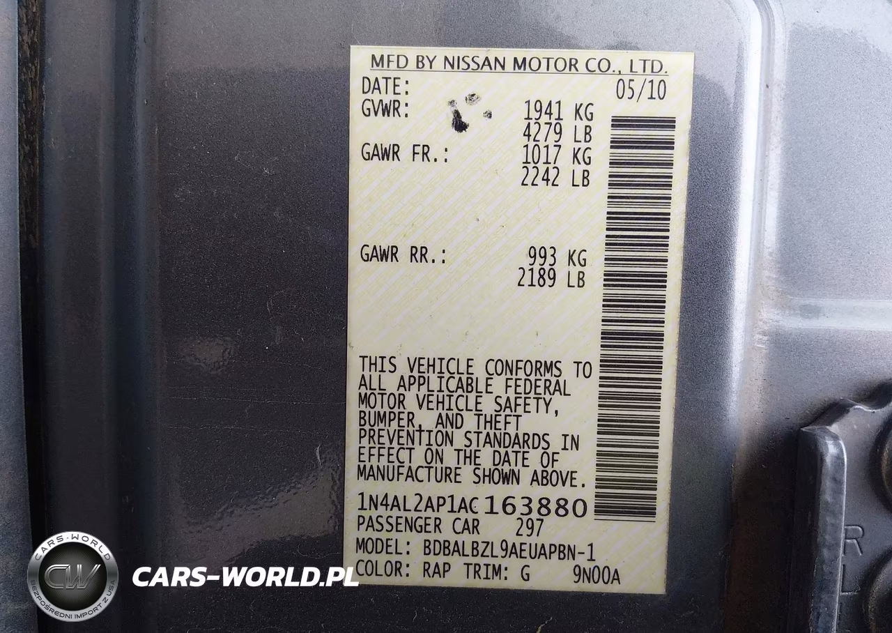 2010 Nissan Altima 2.5 S VIN:1N4AL2AP1AC163880 - 9