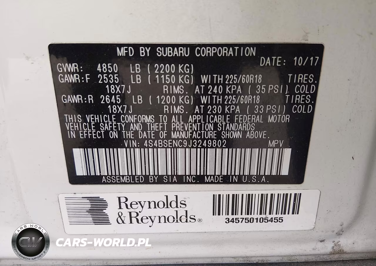 2018 Subaru Outback 3.6R Limited VIN:4S4BSENC9J3249802 - 9