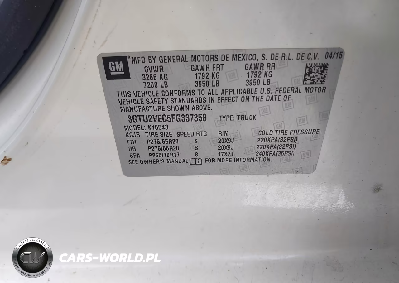 2015 GMC Sierra 1500 Slt VIN:3GTU2VEC5FG337358 - 9