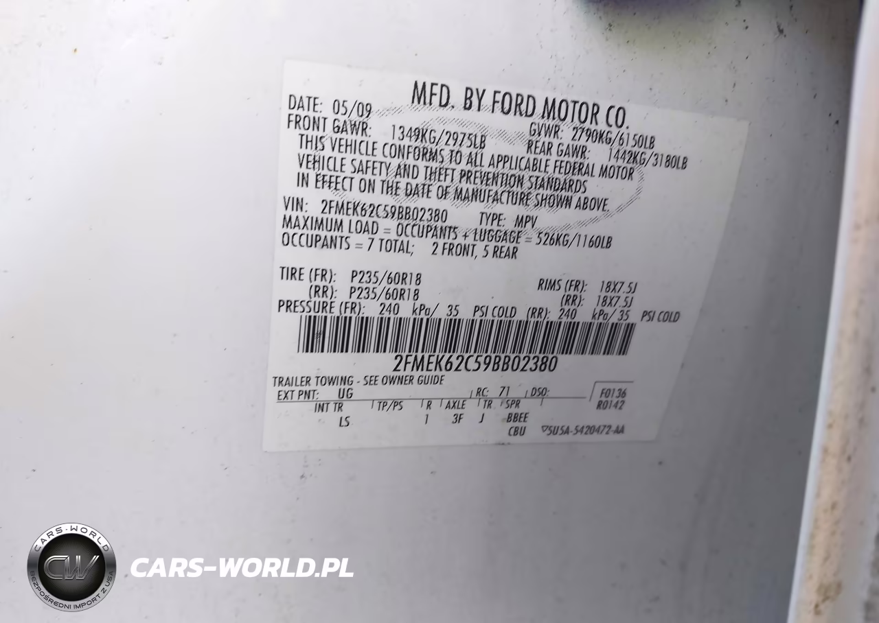 2009 Ford Flex Sel VIN:2FMEK62C59BB02380 - 9