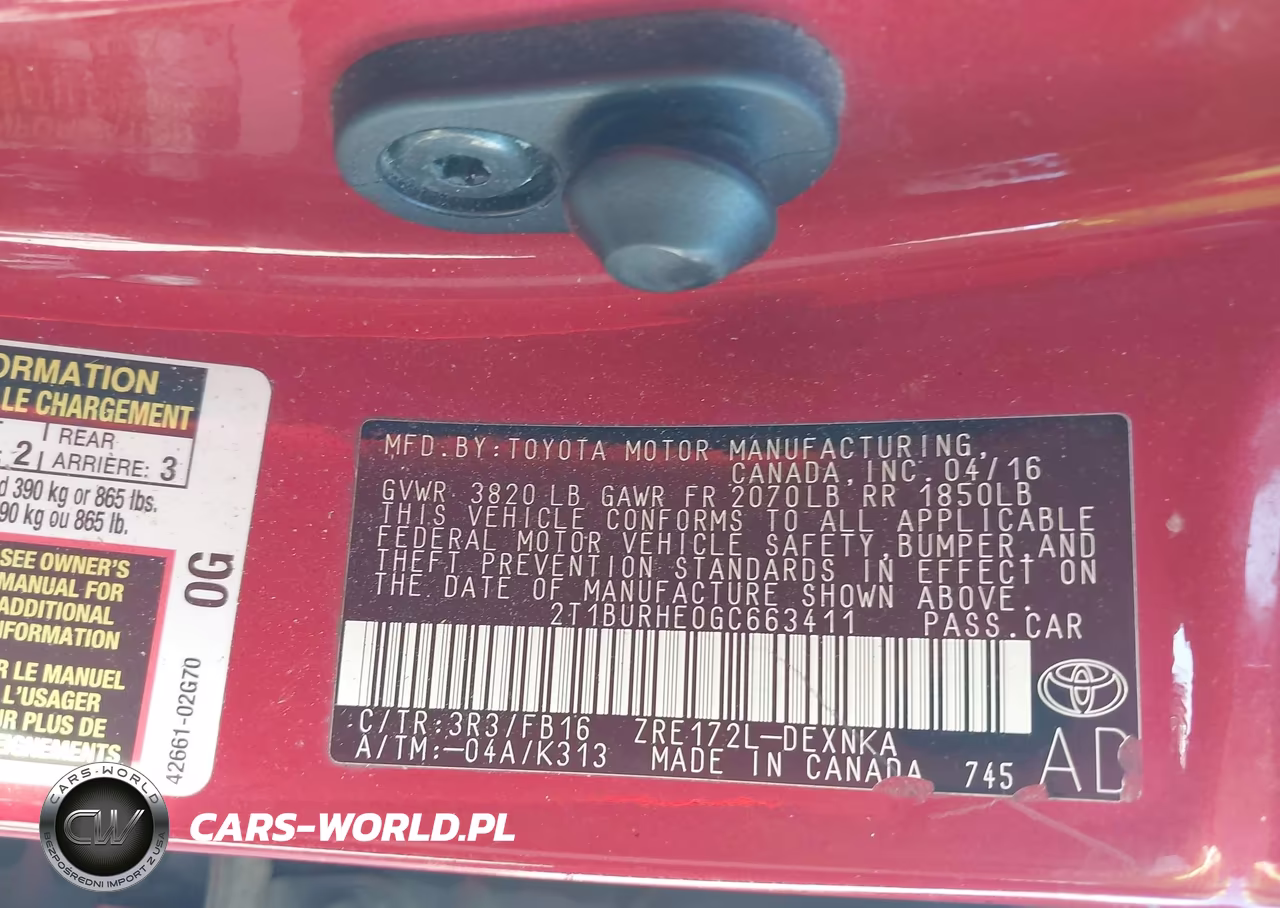 2016 Toyota Corolla Le VIN:2T1BURHE0GC663411 - 9