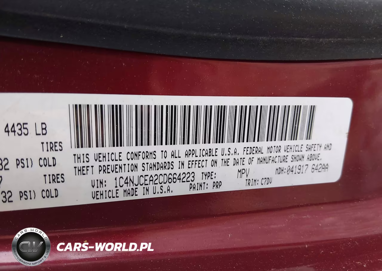 2012 Jeep Compass Latitude VIN:1C4NJCEA2CD664223 - 9
