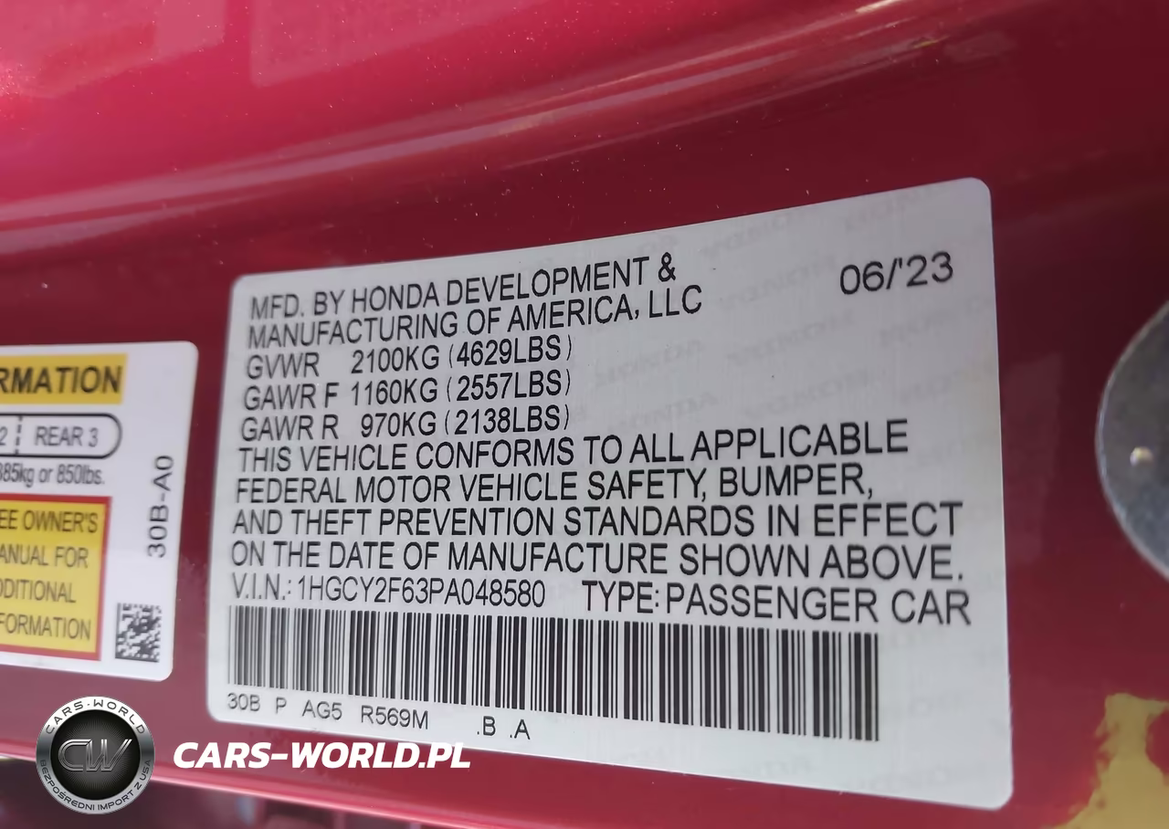 2023 Honda Accord Hybrid Ex-L VIN:1HGCY2F63PA048580 - 9