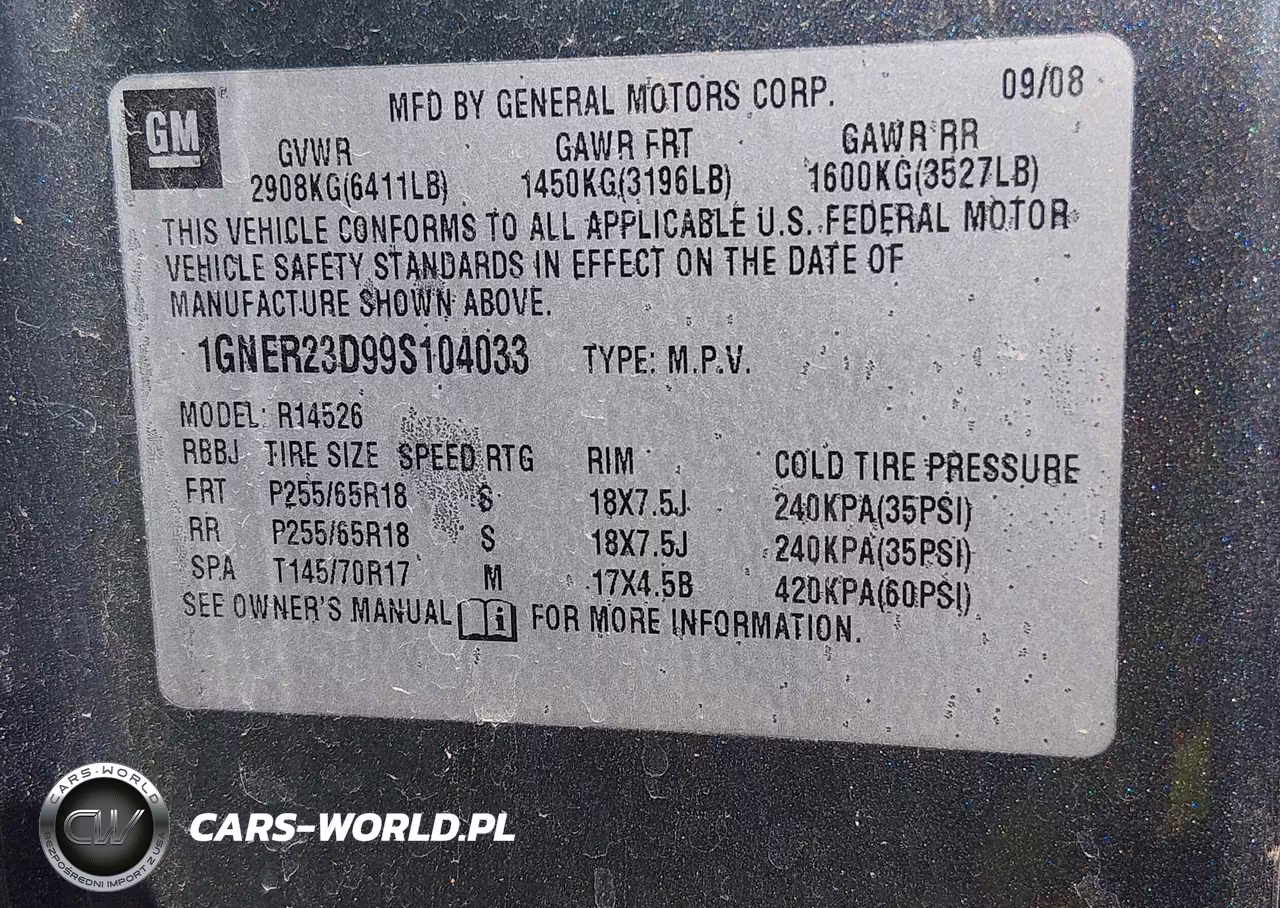 2009 Chevrolet Traverse Lt VIN:1GNER23D99S104033 - 9