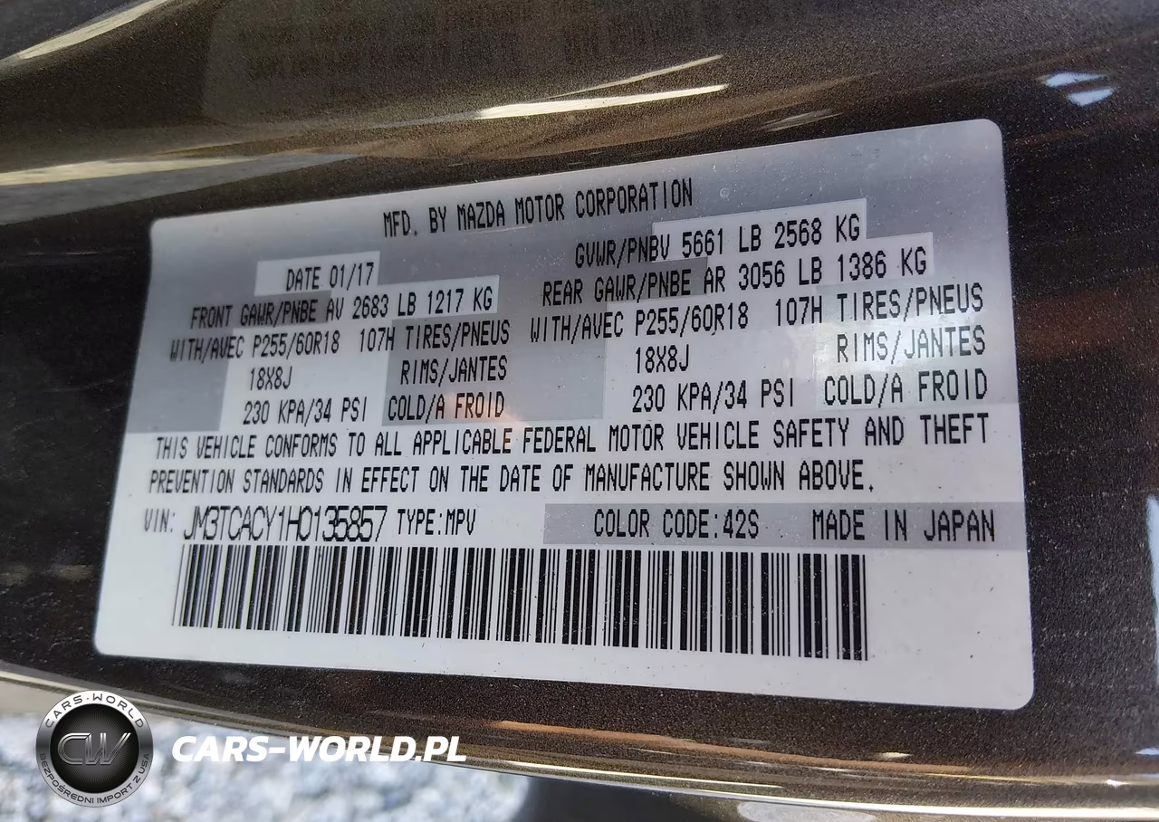 2017 Mazda Cx-9 Touring VIN:JM3TCACY1H0135857 - 9