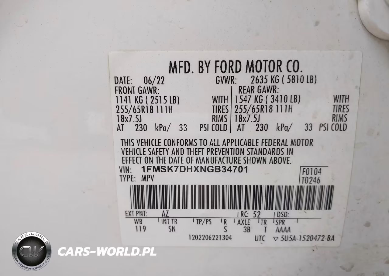 2022 Ford Explorer Xlt VIN:1FMSK7DHXNGB34701 - 9