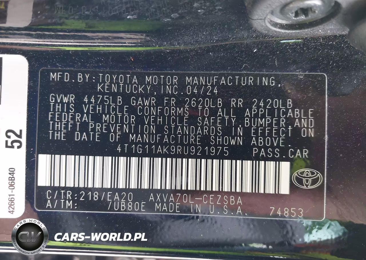 2024 Toyota Camry Se VIN:4T1G11AK9RU921975 - 9