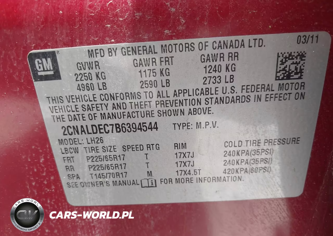 2011 Chevrolet Equinox 1Lt VIN:2CNALDEC7B6394544 - 9