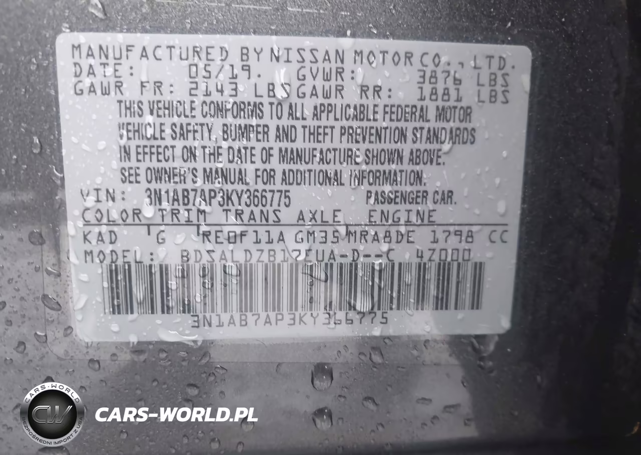 2019 Nissan Sentra Sv VIN:3N1AB7AP3KY366775 - 9