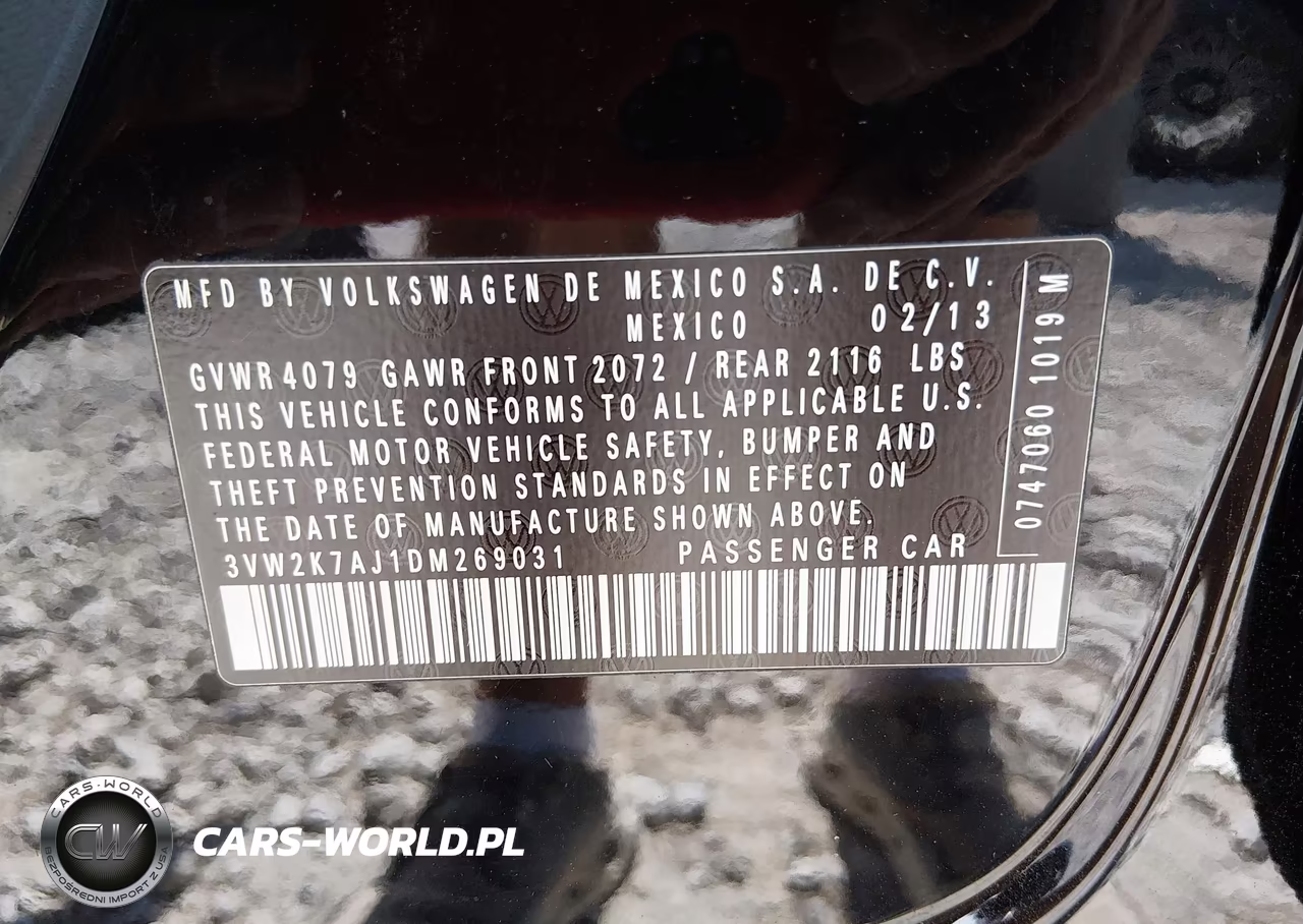 2013 Volkswagen Jetta 2.0L S VIN:3VW2K7AJ1DM269031 - 9