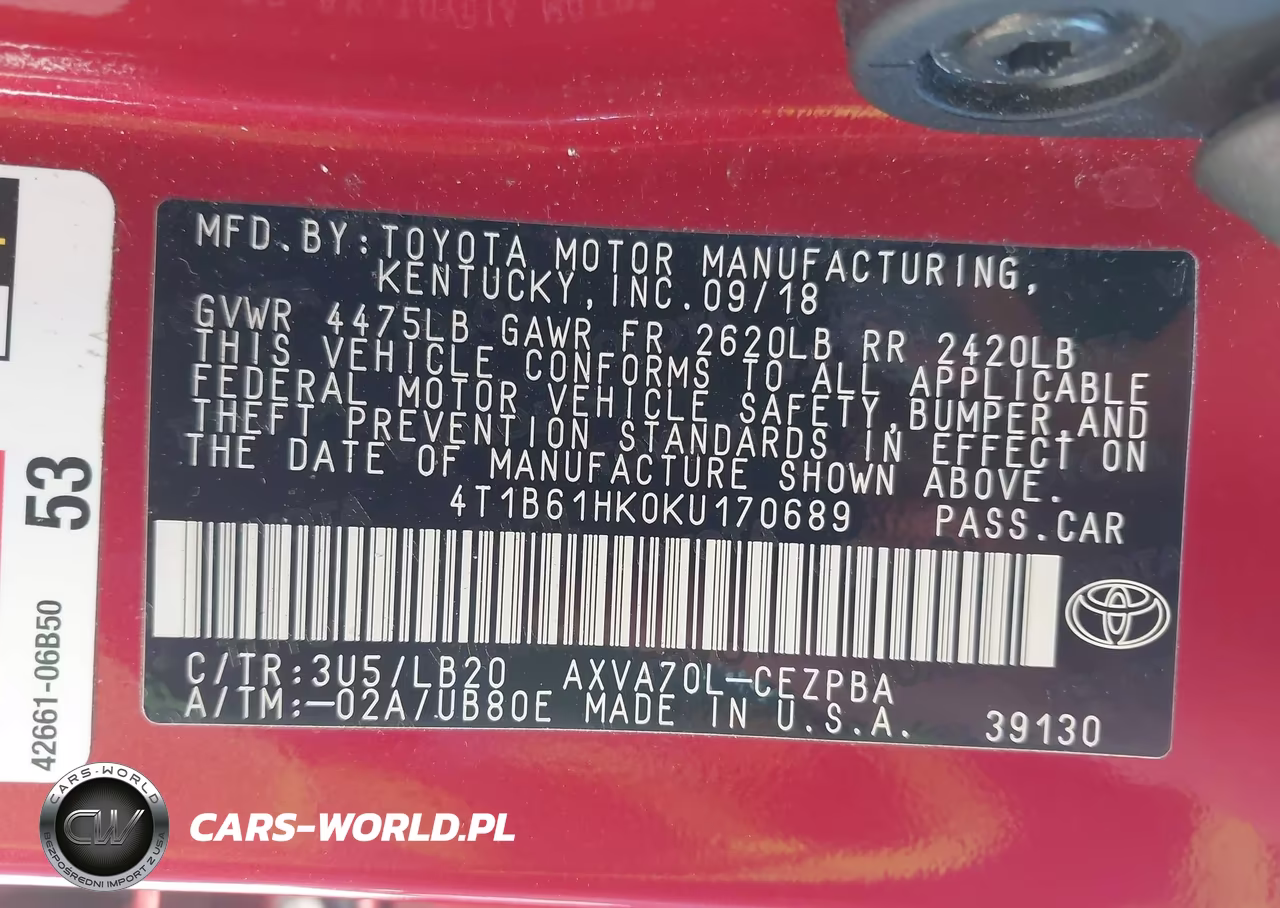 2019 Toyota Camry Xse VIN:4T1B61HK0KU170689 - 9