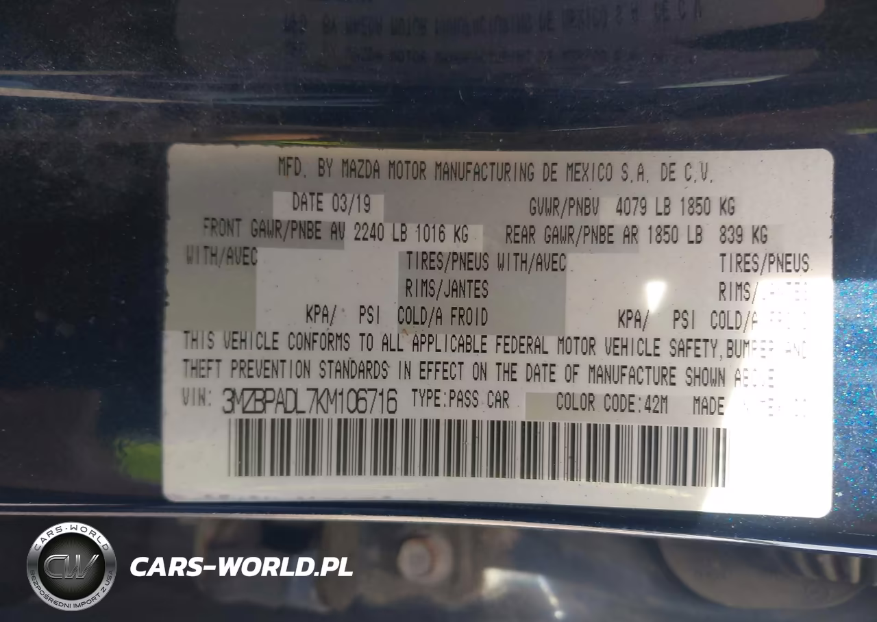 2019 Mazda Mazda3 Preferred Package VIN:3MZBPADL7KM106716 - 9