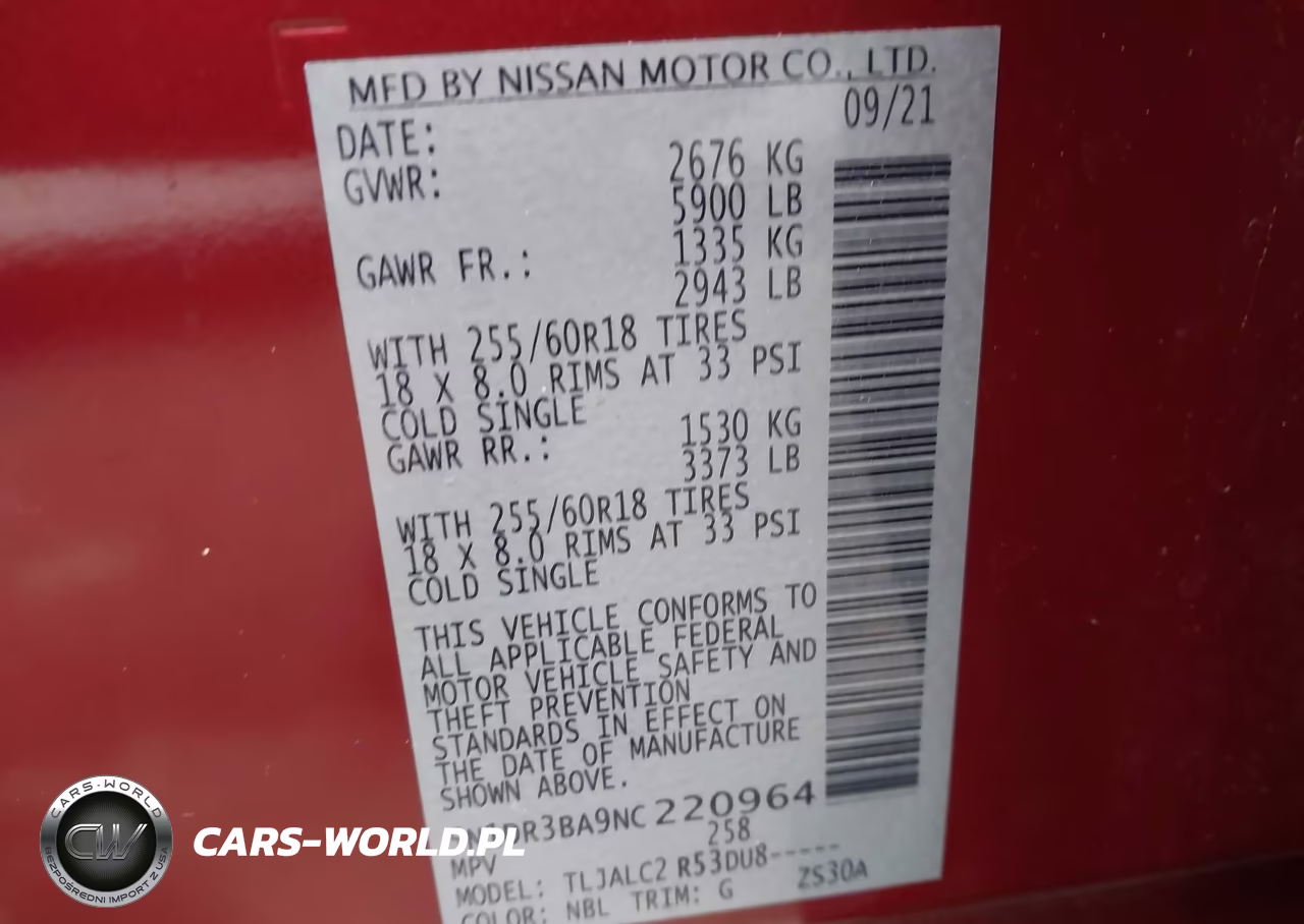 2022 Nissan Pathfinder Sv 2Wd VIN:5N1DR3BA9NC220964 - 9