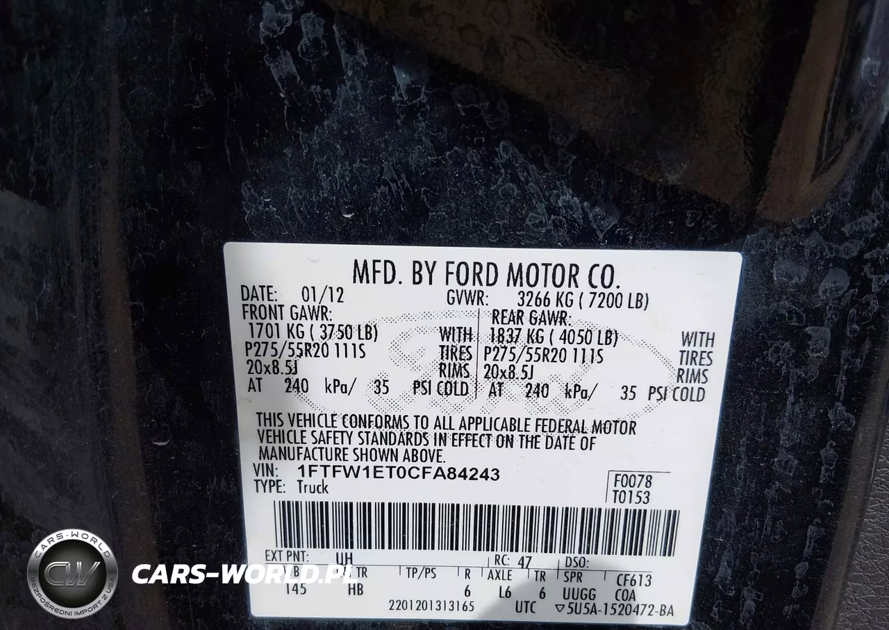 2012 Ford F-150 Lariat VIN:1FTFW1ET0CFA84243 - 9