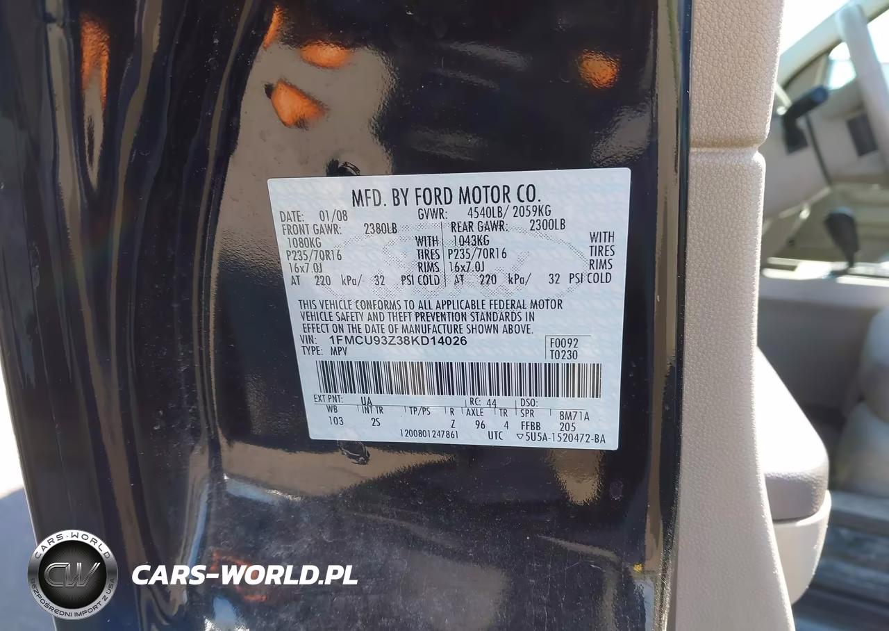 2008 Ford Escape Xlt VIN:1FMCU93Z38KD14026 - 9
