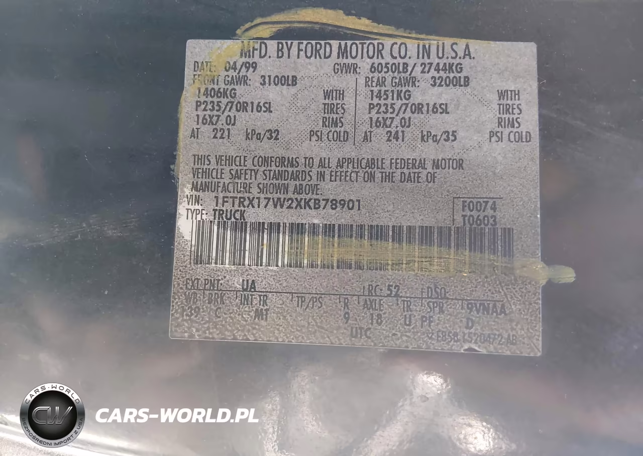 1999 Ford F-150 Lariat-Work Series-Xl-Xlt VIN:1FTRX17W2XKB78901 - 9