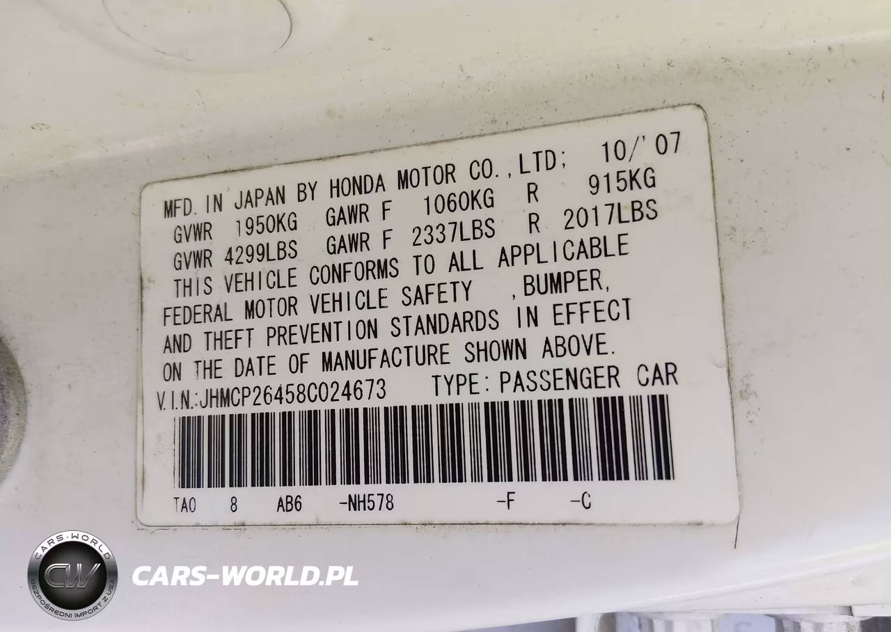 2008 Honda Accord 2.4 Lx-P VIN:JHMCP26458C024673 - 9