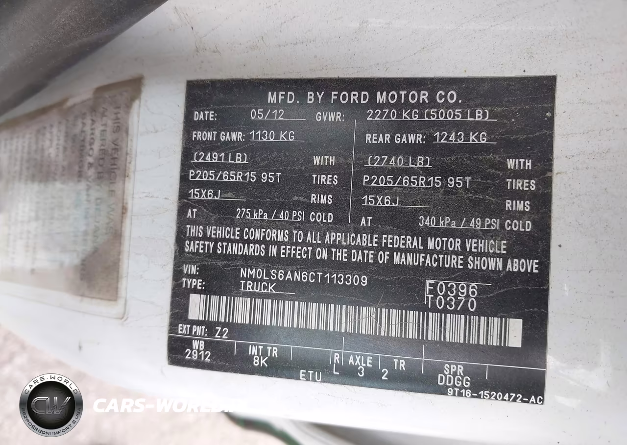 2012 Ford Transit Connect Xl VIN:NM0LS6AN6CT113309 - 9