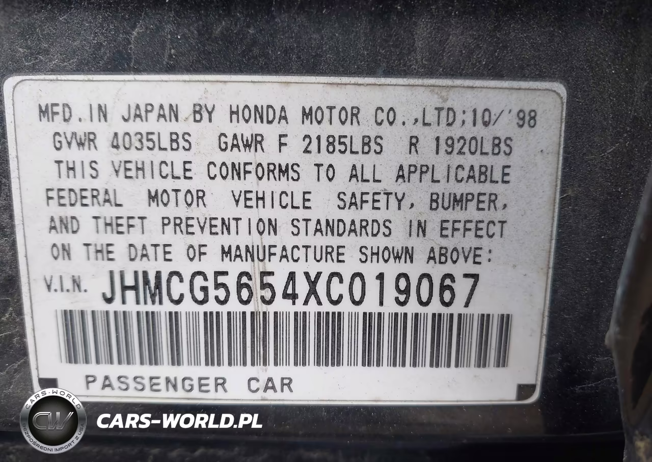 1999 Honda Accord Ex VIN:JHMCG5654XC019067 - 9