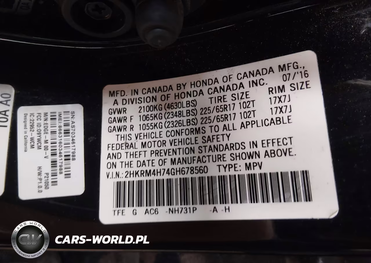 2016 Honda Cr-V Ex-L VIN:2HKRM4H74GH678560 - 9