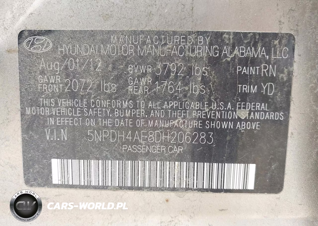 2013 Hyundai Elantra Gls VIN:5NPDH4AE8DH206283 - 9