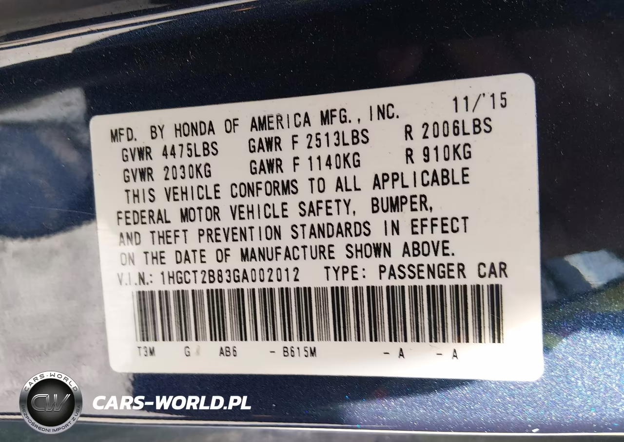 2016 HONDA ACCORD EXL VIN:1HGCT2B83GA002012 - 9