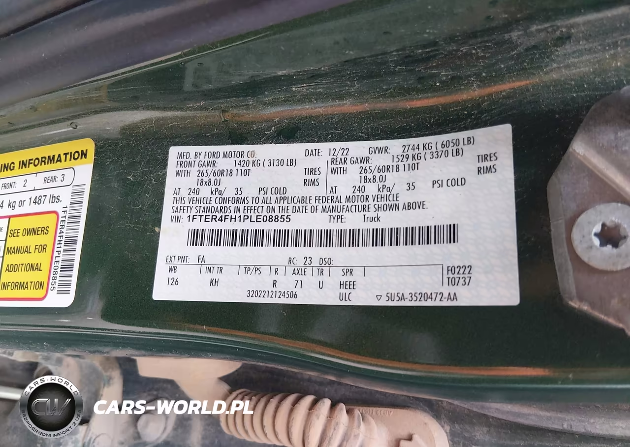 2023 Ford Ranger Lariat VIN:1FTER4FH1PLE08855 - 9