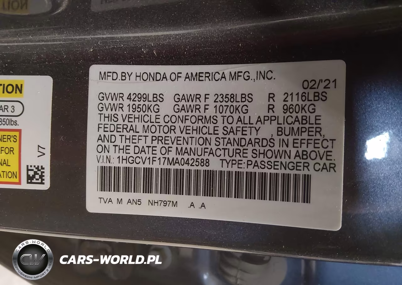 2021 Honda Accord Lx VIN:1HGCV1F17MA042588 - 9