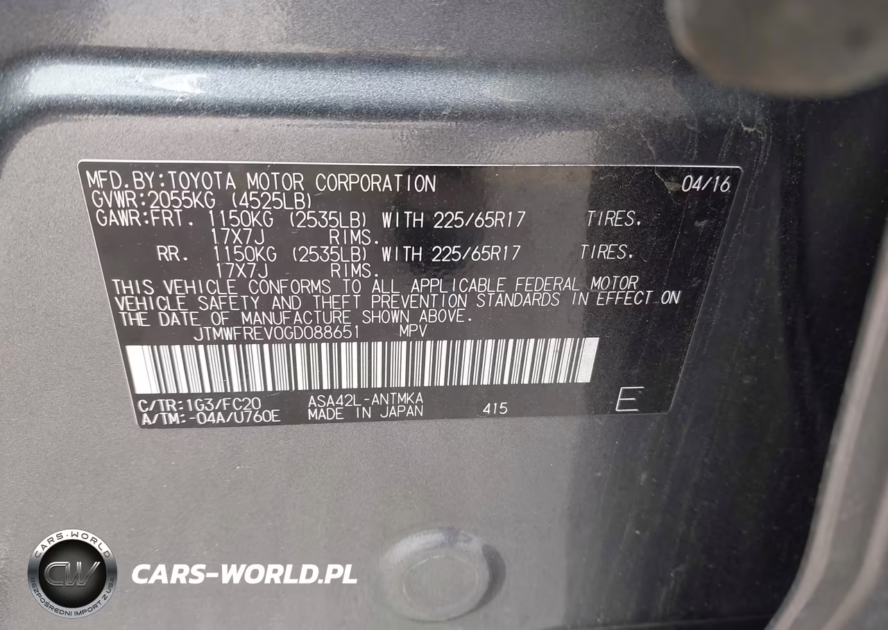 2016 Toyota Rav4 Xle VIN:JTMWFREV0GD088651 - 9