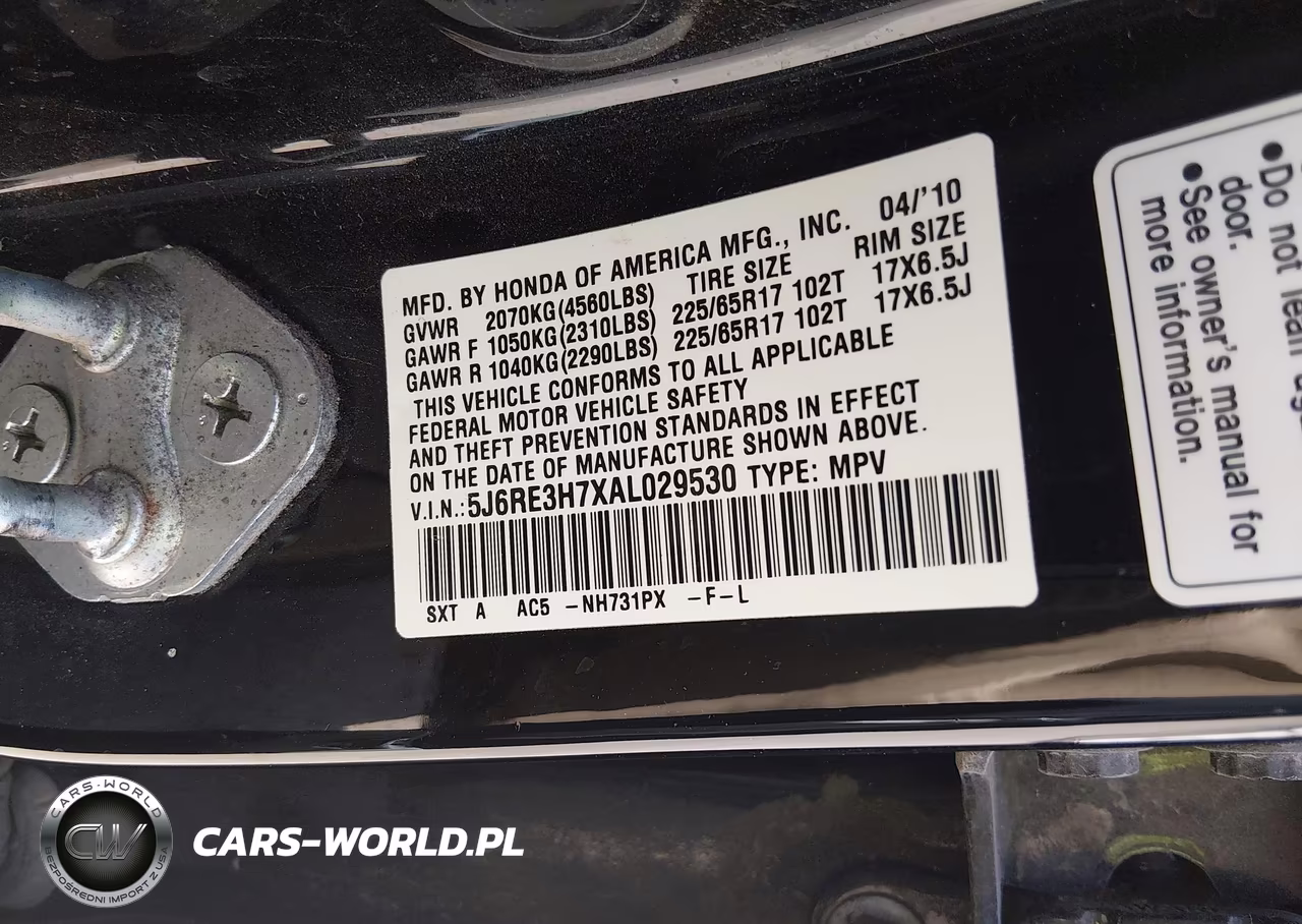 2010 Honda Cr-V Ex-L VIN:5J6RE3H7XAL029530 - 9