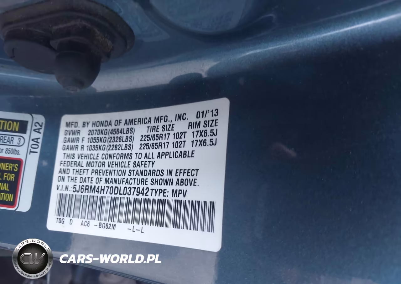 2013 Honda Cr-V Ex-L VIN:5J6RM4H70DL037942 - 9