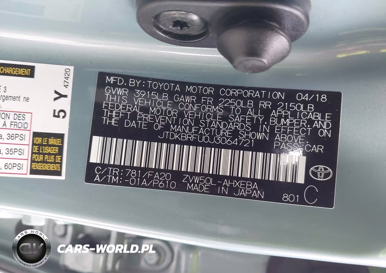2018 Toyota Prius Two VIN:JTDKBRFU0J3064721 - 9